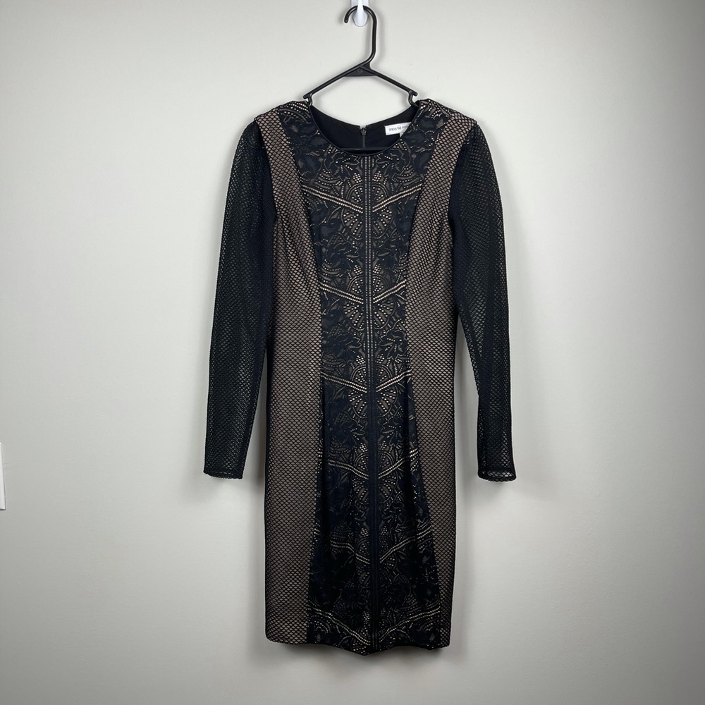Dress The Population Black Lace Mesh Long Sleeve Dress Size M - Picture 9 of 9